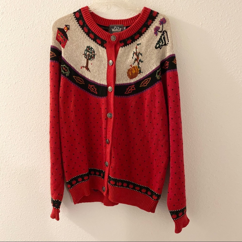 Fall Woolrich Sweater XL Leaves Pumpkin Squirrel